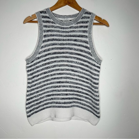 J. Crew Tops - J. Crew Blue White Stripe Knit Sweater Vest Top Size Small Preppy Fall Office